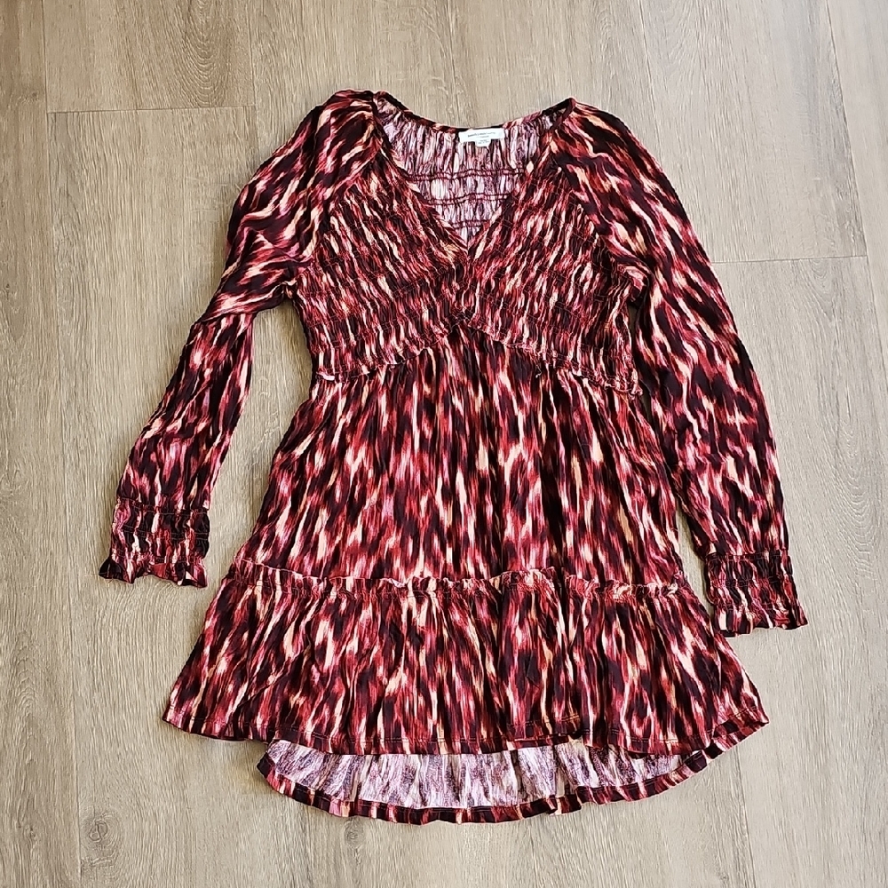 beachlunchlounge Red and Black Patterned Dress Size Medium